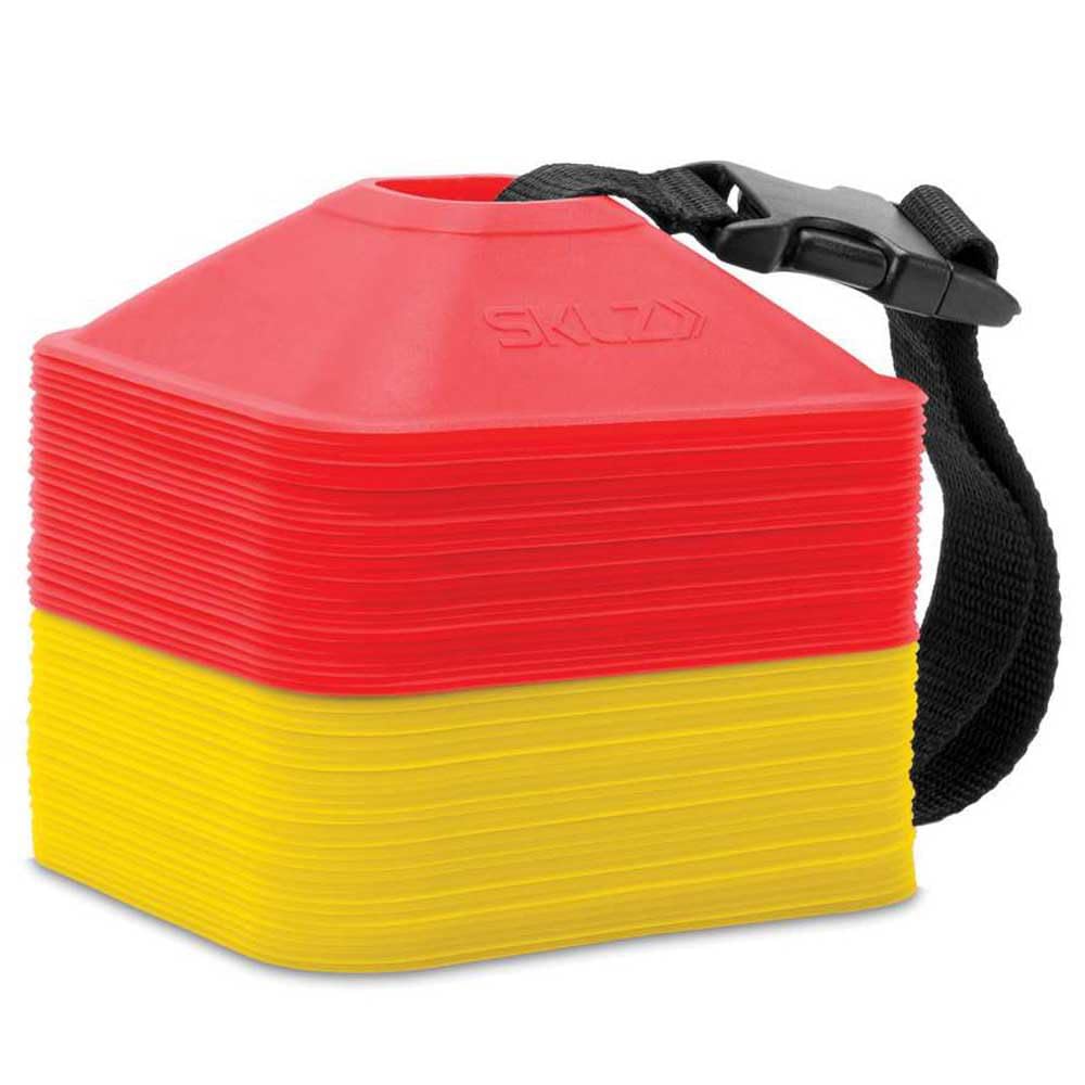 sklz-mini-cones-5-cm-lot-de-50-c-nes-d-agilit-jaune-et-rouge-avec-base-carr-e-et image 2
