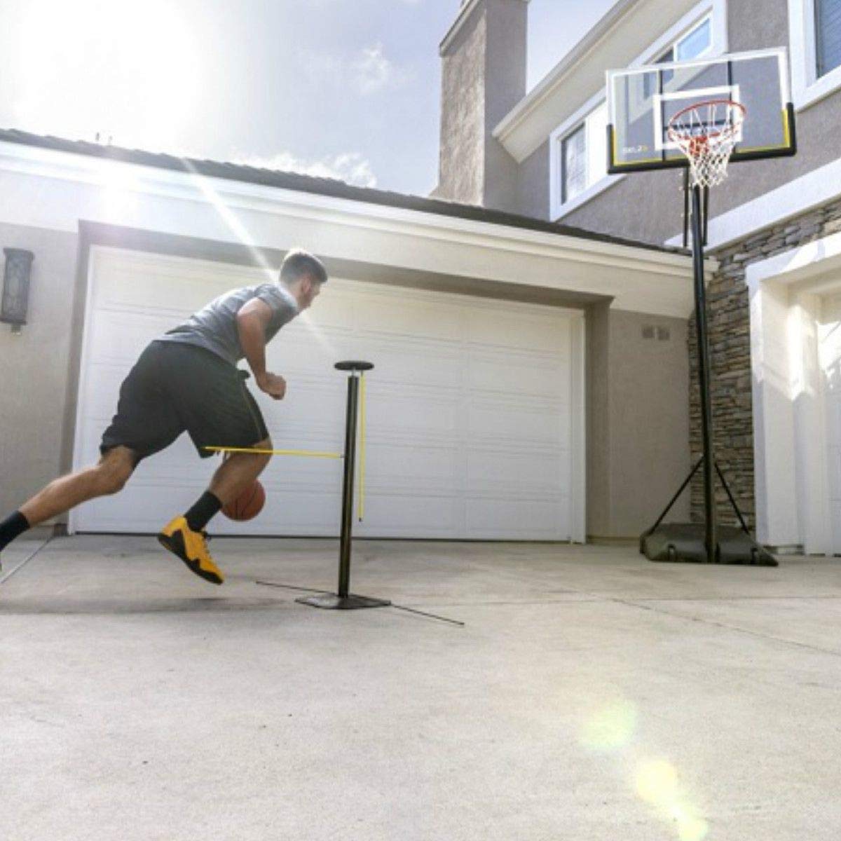 sklz-d-man-mannequin-d-entra-nement-basketball-4-bras-r-glables-91-cm-poteau-alu image 2
