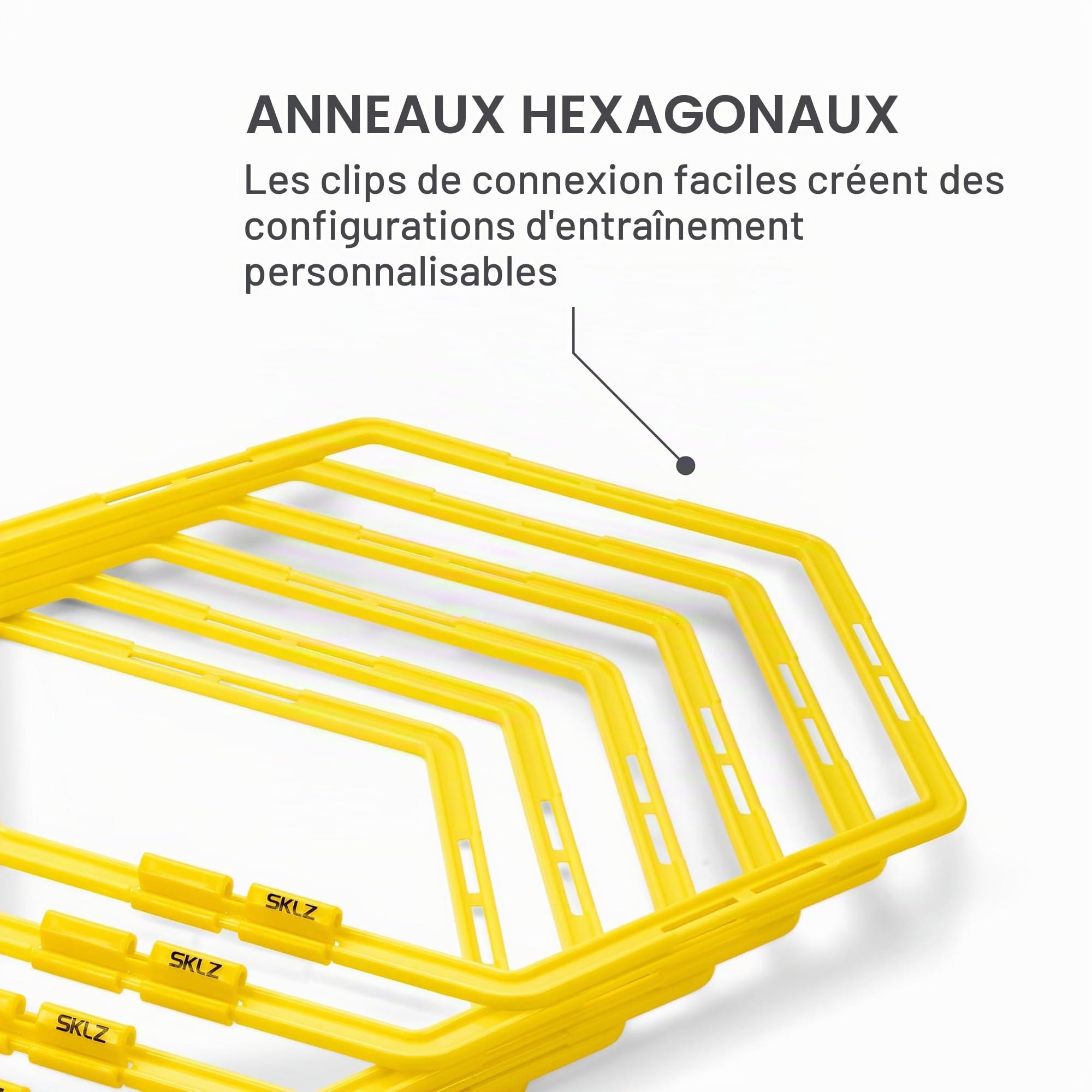 sklz-speed-web-set-6-anneaux-hexagonaux-d-agilit-avec-clips-jaune-chelle-de-vite image 2