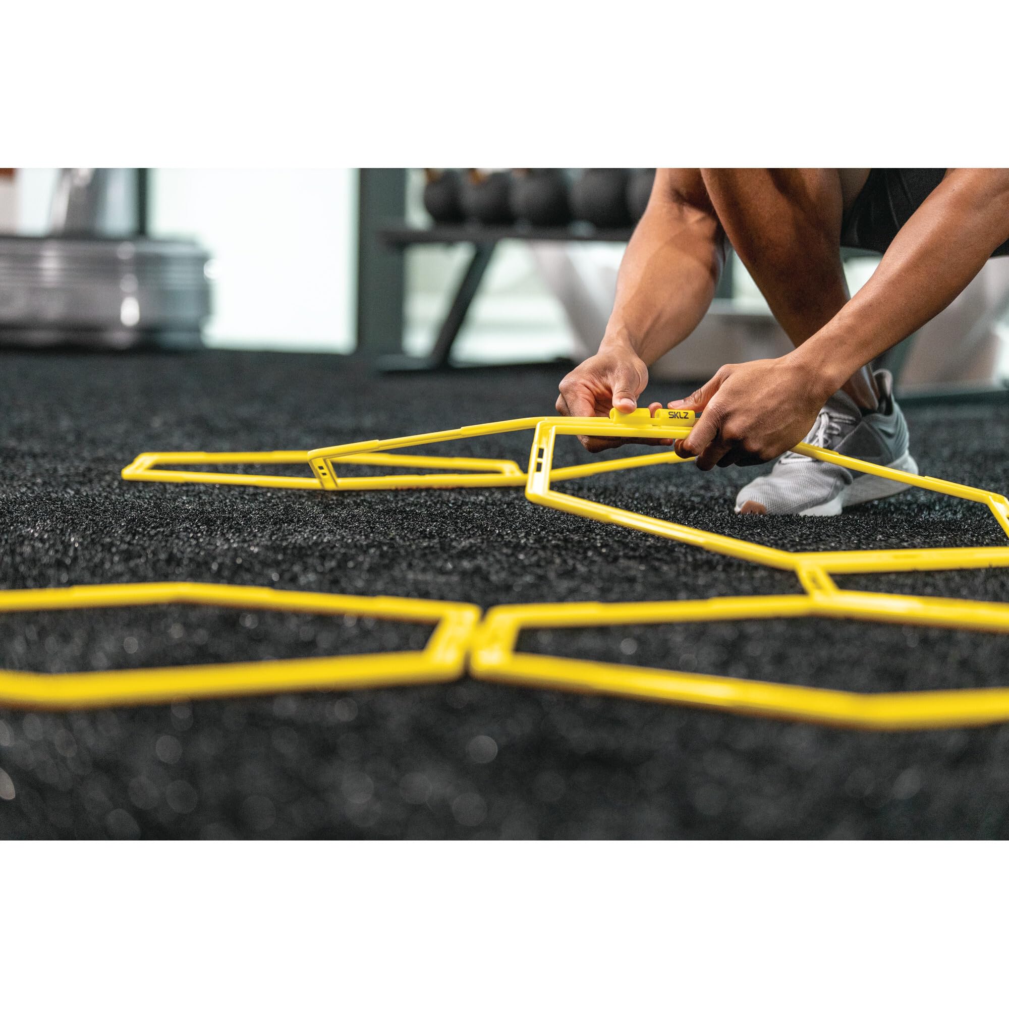 sklz-speed-web-set-6-anneaux-hexagonaux-d-agilit-avec-clips-jaune-chelle-de-vite image 6