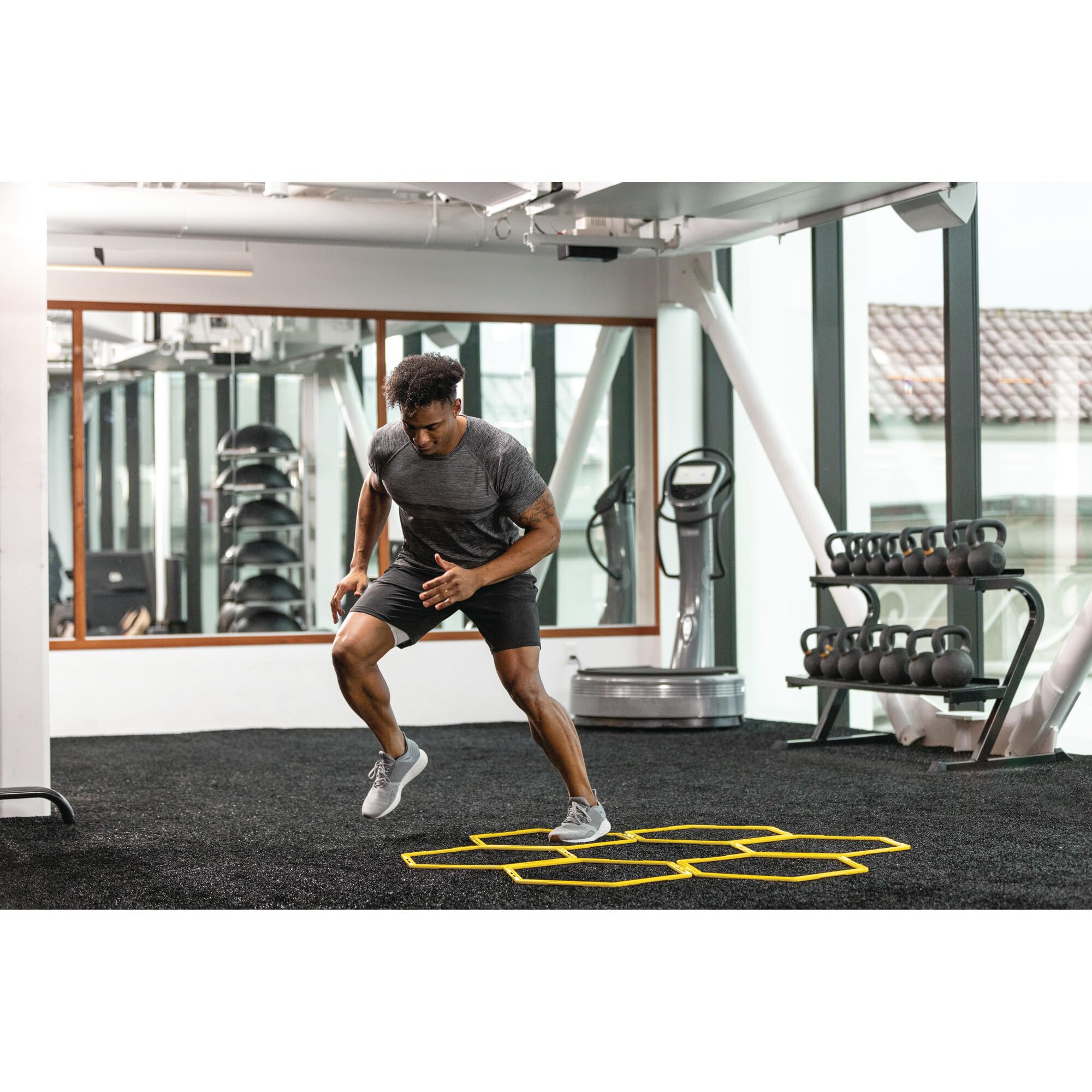 sklz-speed-web-set-6-anneaux-hexagonaux-d-agilit-avec-clips-jaune-chelle-de-vite image 8