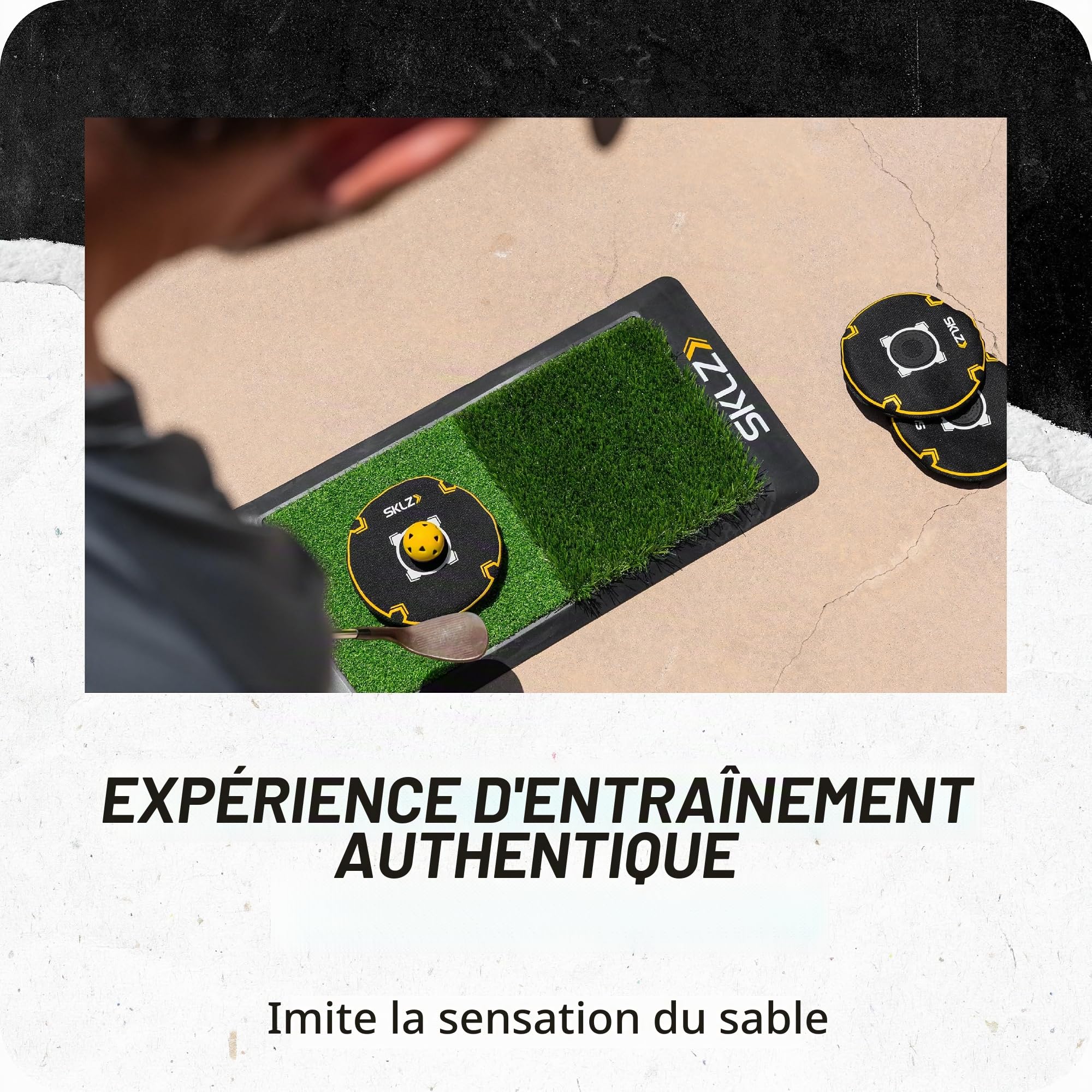 sklz-bunker-caddie-aide-l-entra-nement-au-tir-de-bunker-de-golf-jaune-noir-taill image 6